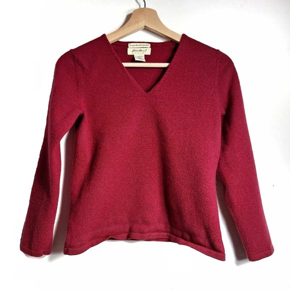 Eddie Bauer Sweaters - Eddie Bauer Italian Merino Stretch Burgundy Sweater Size Small